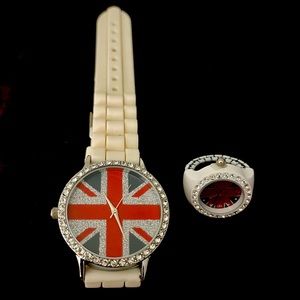 🇬🇧 Union Jack Fashion Wrist Watch & Ring Watch